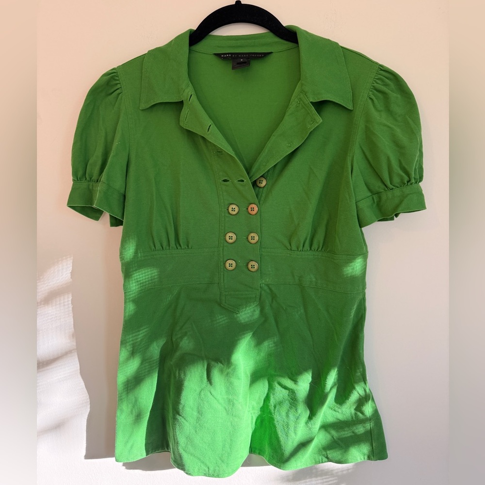 🍀Marc by Marc Jacobs Button Blouse, Kelly Green, Size Small
